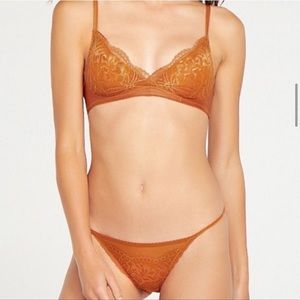 Cupshe 🧡 Caramel Lace Bralette Lingerie Set B Cup